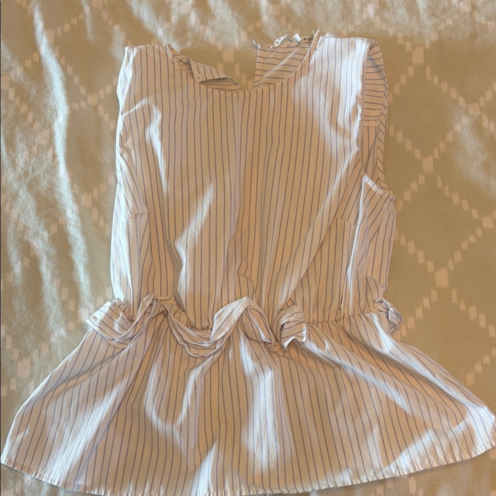 Sleeveless Blue-Striped Peplum Top - Brand Unknown